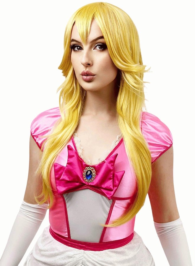ALLAURA Compatible with Princess Wig Anime CosplayWig | PrincessWig Yellow Blonde Long Wavy Cosplay Wigs SyntheticWig For Girls Yellow Wavy CosplayWig Cosplay For Halloween Party - Image 1